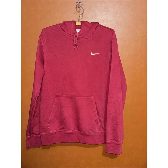 Nike Pullover Burgundy Hoodie Sweatshirt Sportswear Club Fleece Mens Large - Picture 1 of 9